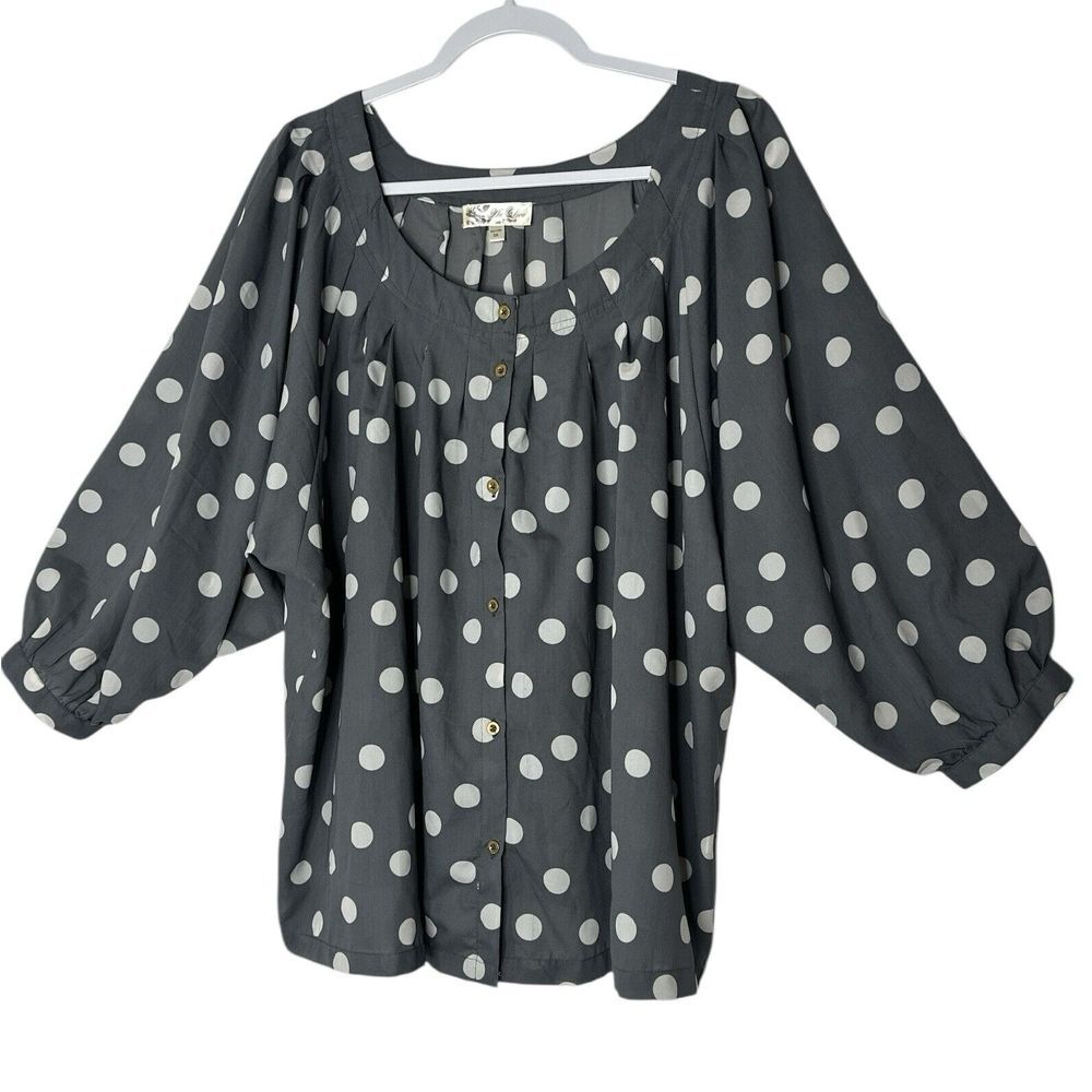 Au Lieu Blouse Top Women size 3X Plus 3/4 Sleeve Relaxed Lightweight Grandmacore